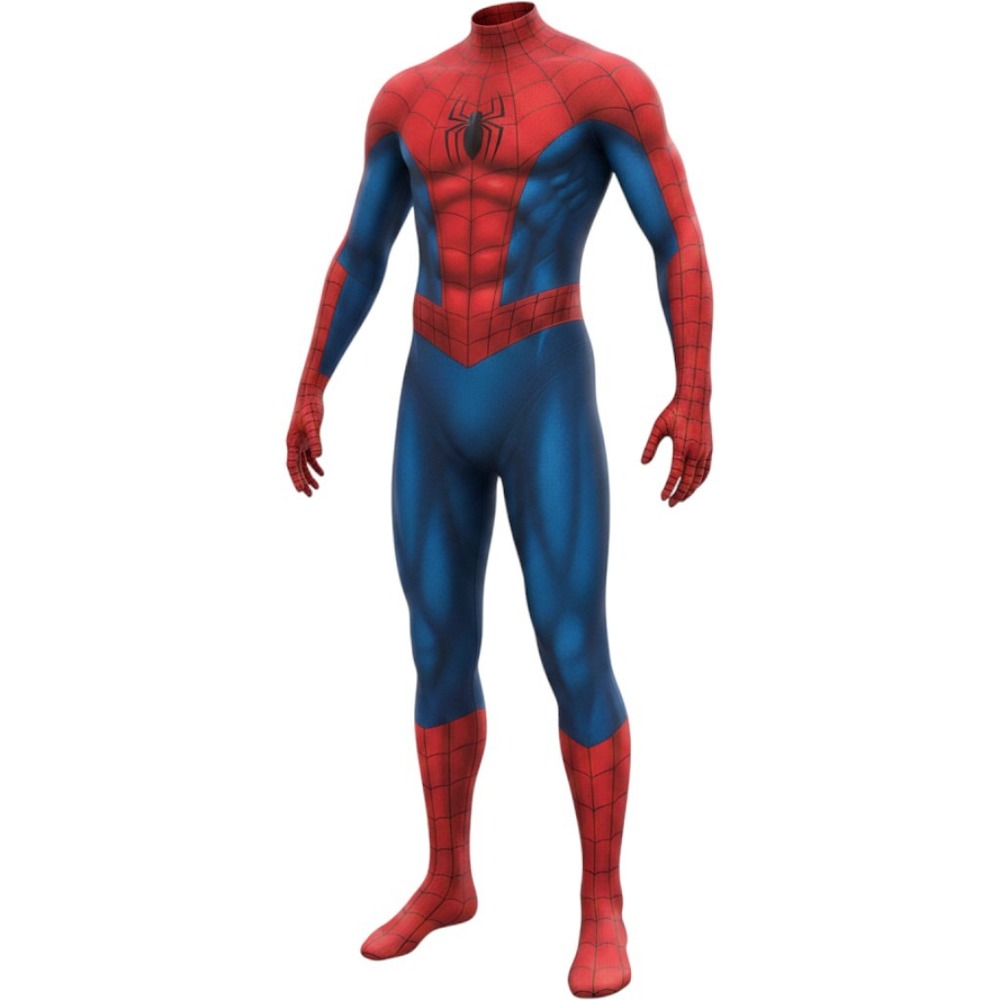 Marvel Spider-Man Adult Costume Red Blue Zentai Bodysuit Mask Gloves Footed